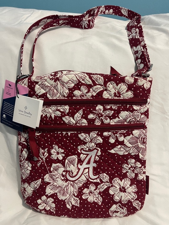 Vera Bradley Handbags - Vera Bradley Crimson Floral Crossbody Bag - Maroon & White